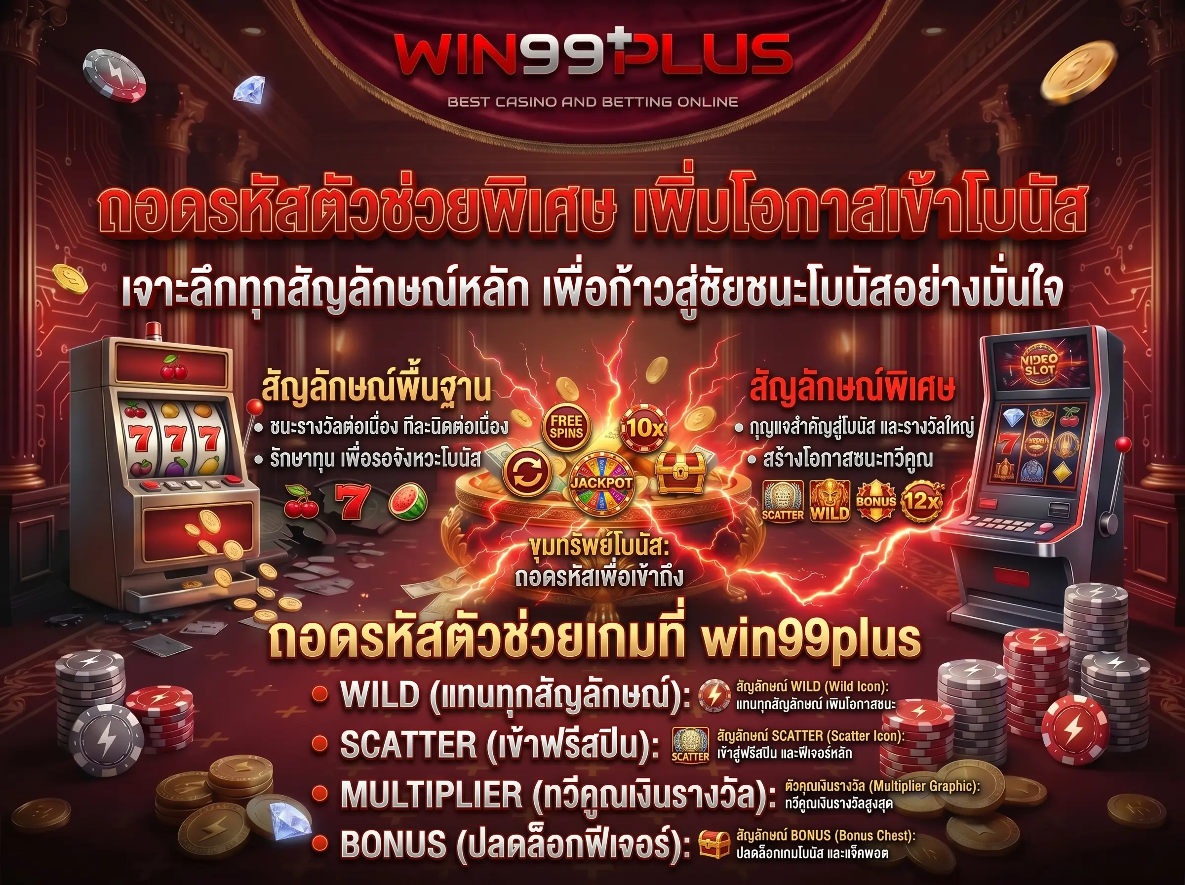 สัญลักษณ์สล็อต ถอดรหัสตัวช่วยพิเศษ เพิ่มโอกาสเข้าโบนัส